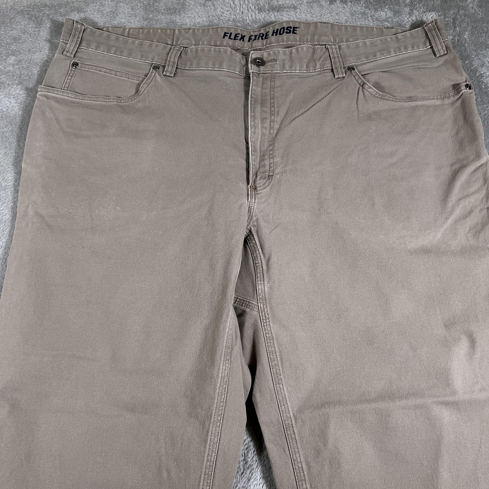 Duluth Trading Flex Fire Hose Pants Mens 46x30 (Fits 42x27) Khaki Straight Leg - Picture 2 of 10